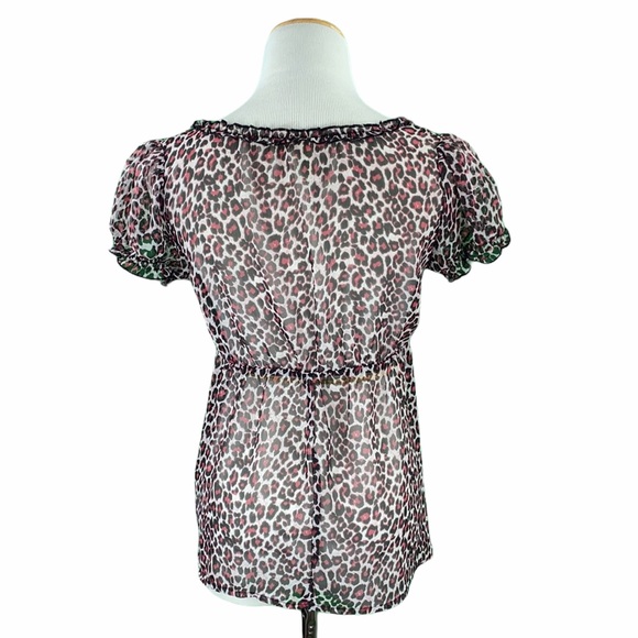 Johnny Martin Sheer Pink Cheetah Print Blouse - Picture 5 of 11